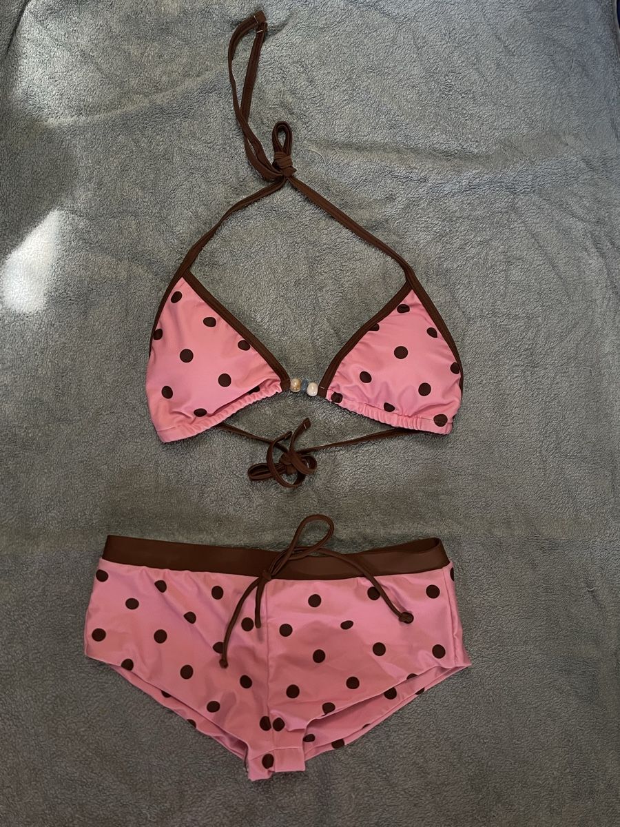 Badekleider & Bikinis: Gepunktetes Bikini rosa/braun – Neu und originalverpackt aus Fankhaus (Trub) von coucal