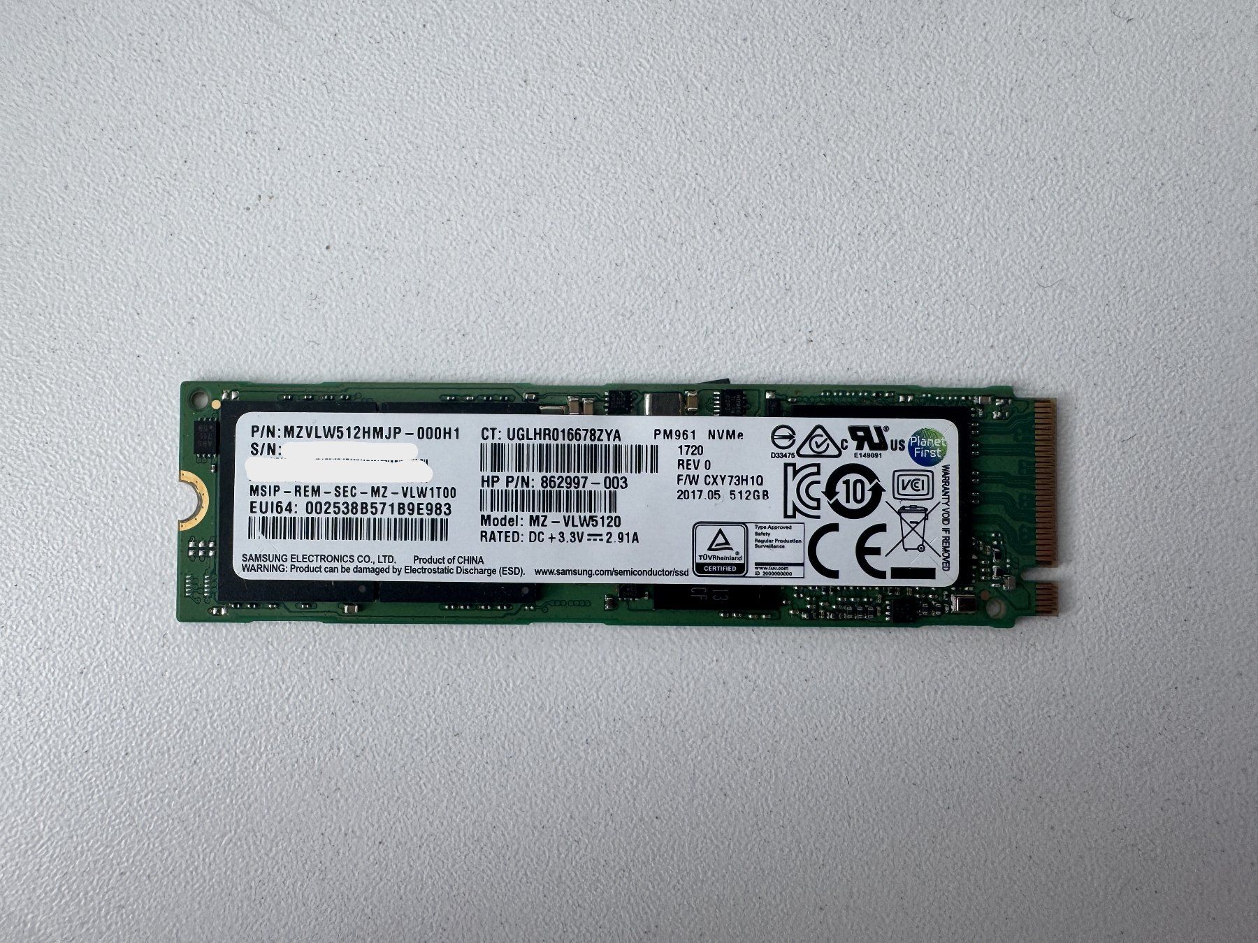 Samsung Harddisks: Samsung PM961 NVMe SSD – Gebraucht aus Bremgarten AG von joker_eat_world