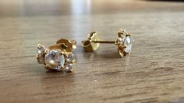 Goldene (22 kt) Ohrstecker, Zirkonia, knapp 3 g