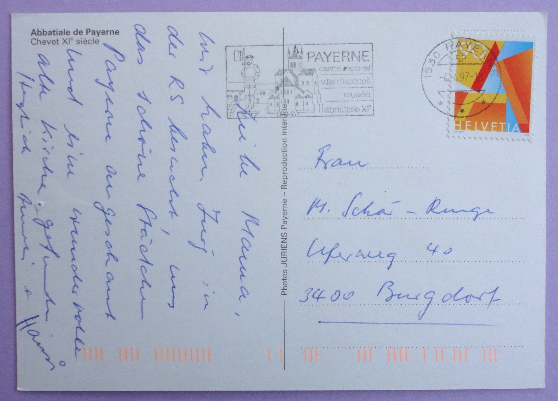 Cartes postales: Abbatiale de Payerne – D'occasion à Fétigny par Billy2miny 1