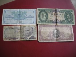 4   ALTE BANKNOTEN, TÜRKEI, UNGARN, FINNLAND, CHILE