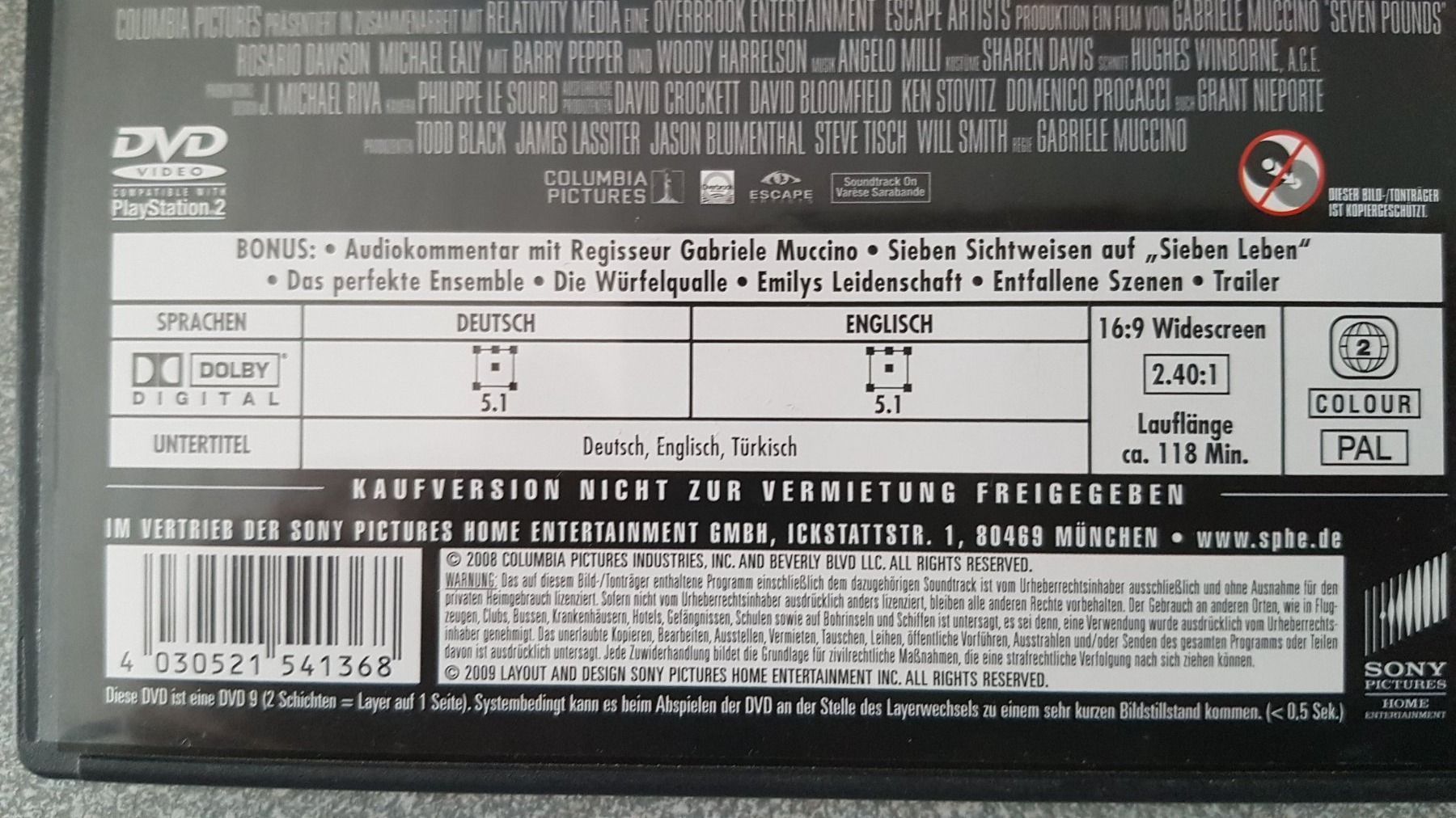 Tutti i DVDs: DVD Sieben Leben / Will Smith – Usato da Oetwil am See venduto da fineli2 1