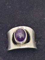 Vintage 925erSilber Ring CabochonAmethyst Handarbeit Unikat