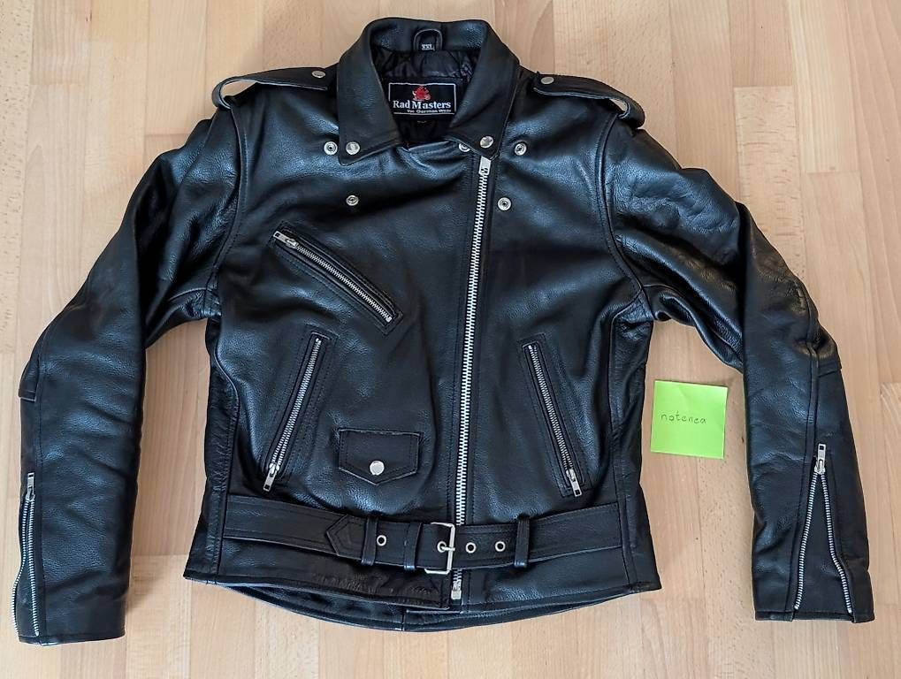Giacche: Schwarze Biker Echtlederjacke Herren – Usato da St. Gallen venduto da notenea 1