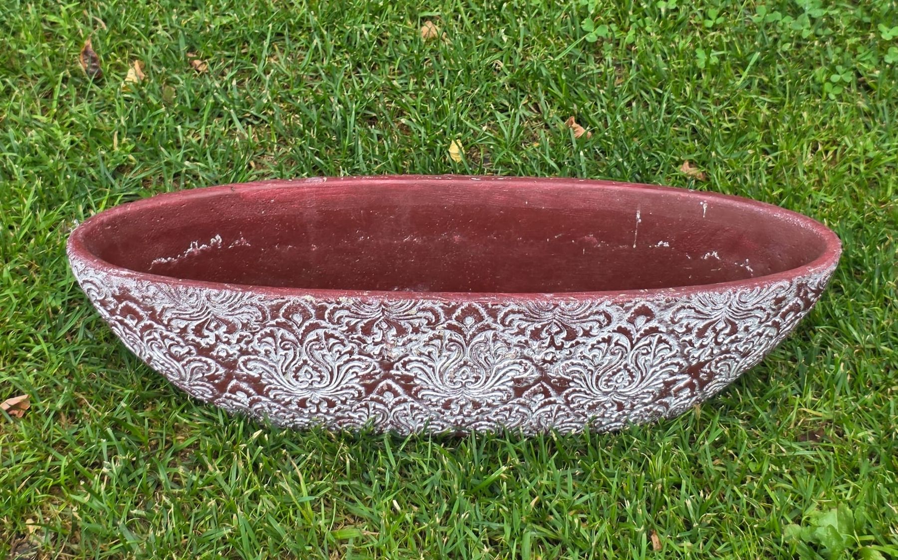 Vase & Récipients: Schöne Blumenvase oval rot mit Muster  – D'occasion à Rheinsulz par Dred