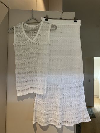 Falconeri - ensemble top et jupe en maille blanche