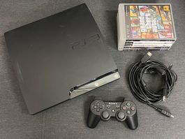 PlayStation 3 PS3 slim 120 GB Konsole + 5 Spiele + Zubehör