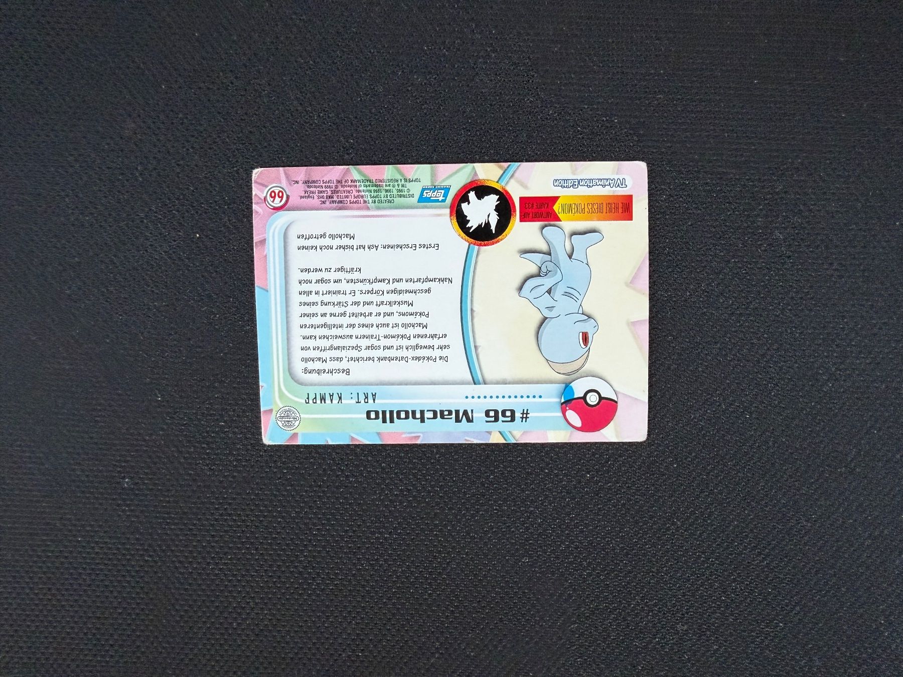 Pokémon Carte collezionabili: Pokémon Topps 1999 - Machollo – Usato da Zürich venduto da mountainwizard00 1