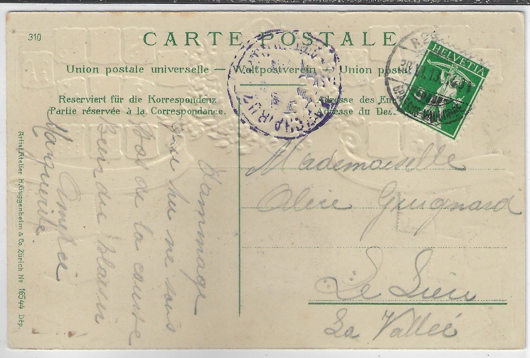 Cartoline postali: Le Brassus - Wappen-Präge-Litho – Usato da Ettingen venduto da Kartenplanet 1