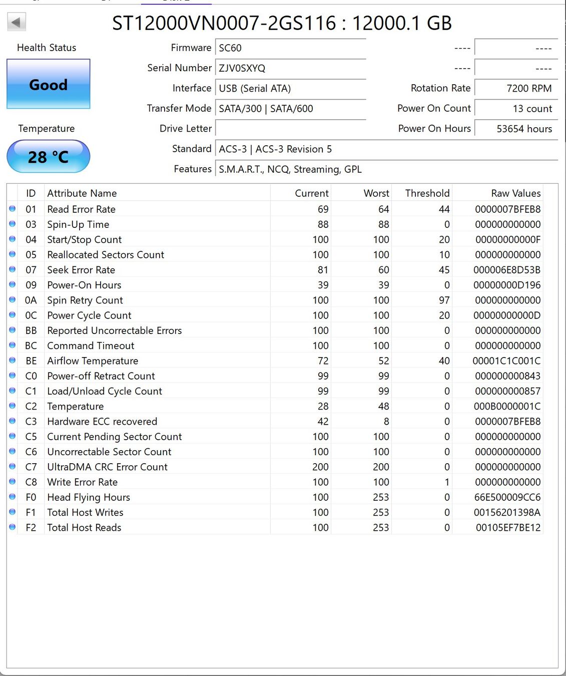 Seagate Harddisks: Disk SATA 12Tb Seagate IronWolf NAS - 53654 Stunden – Gebraucht aus Zürich von Lock5151 2