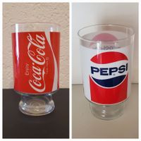 Duo de verres XXL vintage: Pepsi & Coca-Cola 7.5dl