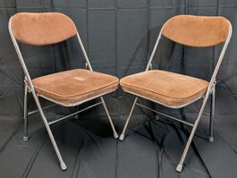 2x Mid Century Vintage Klappstuhl Chrom Cord 70er Retro