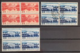 Schweiz Ämtermarken S.d.N. & B.I.T. Viererblöcke MNH/gest.