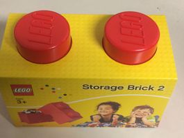 LEGO STORAGE BRICK 4002 2 KNOB RED new 125 X 250 X 180 mm‪