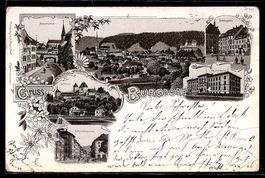 Lithographie Burgdorf, Schloss, Schmiedengasse, Metzgerasse,