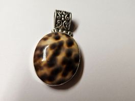 Silberanhänger 925 Tiger-Kauri Muschel Cabochon oval