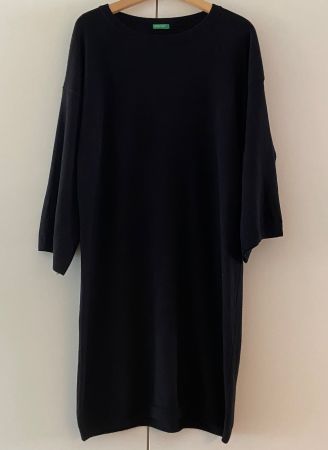 BENETTON Robe noire maille 80% laine t. L