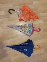 3 Kinderregenschirme transparent, orange, blau