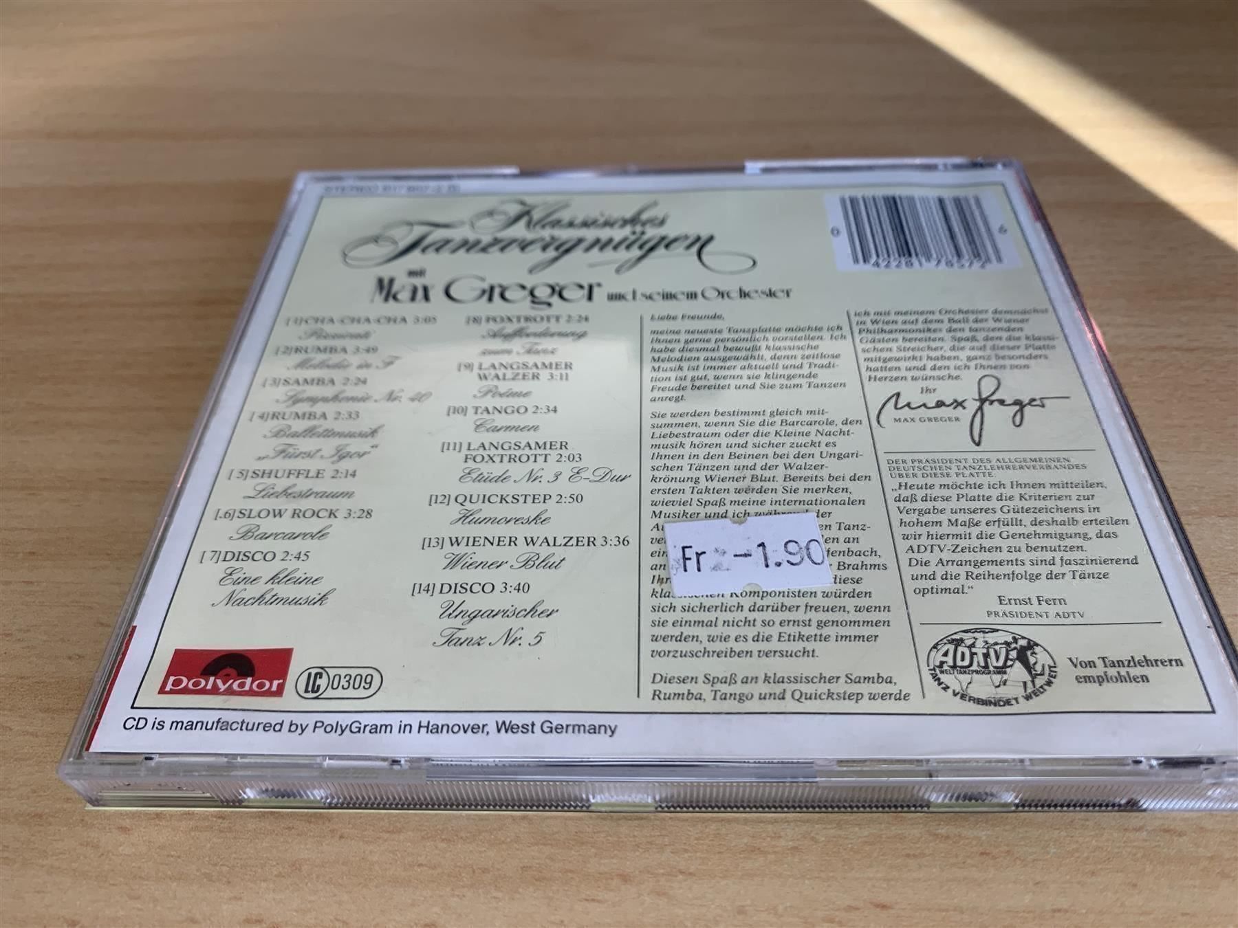 CD: Max Greger - Klassisches Tanzvergnügen – Usato da Rikon im Tösstal venduto da Alpenmutz 1
