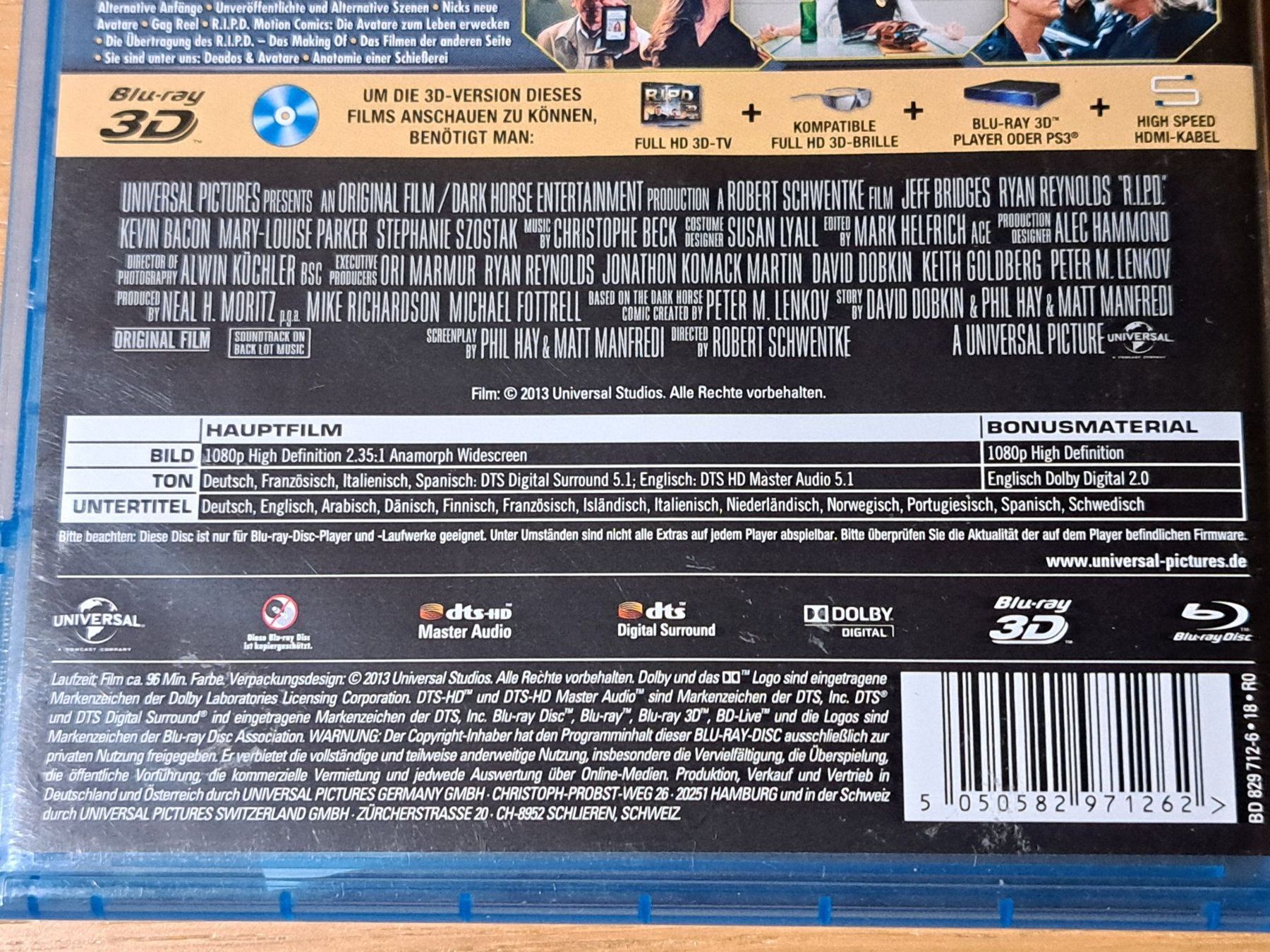Tutti i DVDs: Blu-ray R.I.P.D. 2-Disc Edition BR + BR3D, Bridges, Reynolds – Usato da Unterseen venduto da Kanica 3