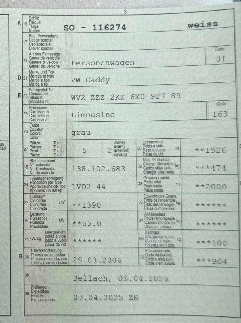 VW Automobili: VW Caddy 1.4 Benzin – Usato da Aesch BL venduto da Refurber 8