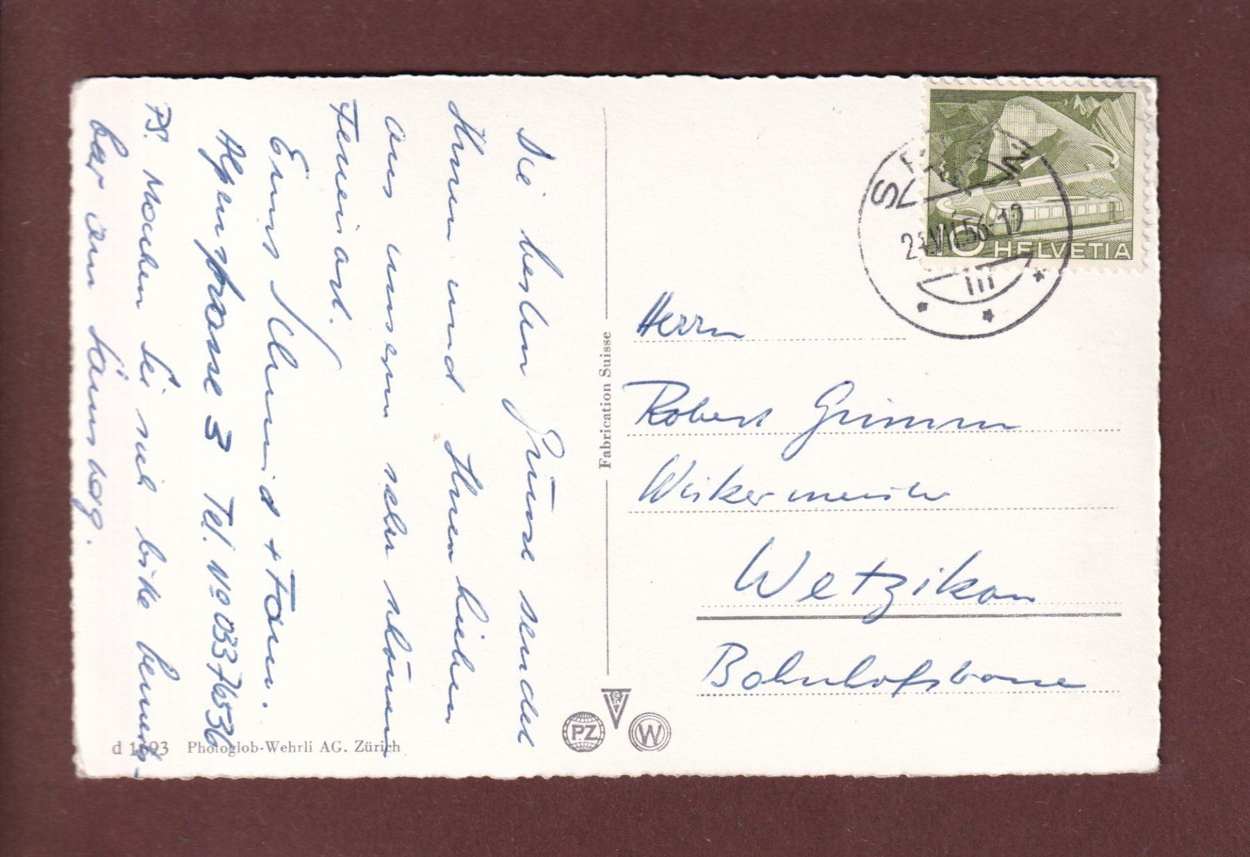 Cartoline postali: THUNERSEE - Segelschiff - Blümlisalp - 1956 – Usato da Pully venduto da nicecards 1