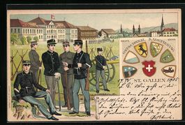 Litho St. Gallen, Soldaten in Uniform mi