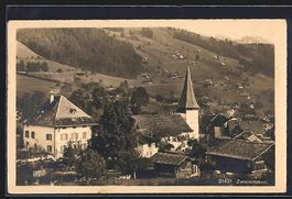 AK Zweisimmen, Ortspartie mit Kirche