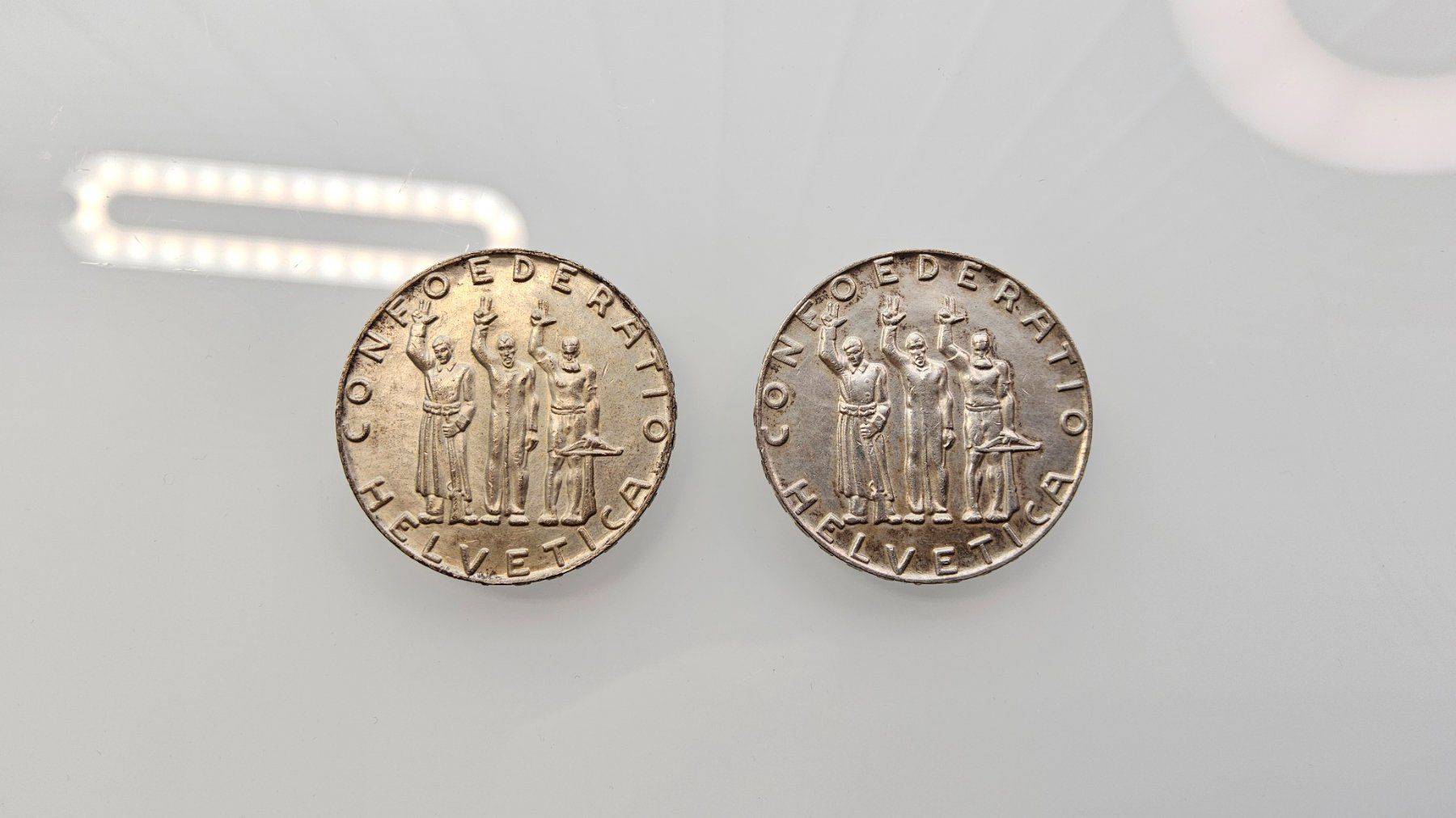 Alle Münzen: 2 Pièces commémorative en argent 1941 – Gebraucht aus Malleray von Frederic24 1