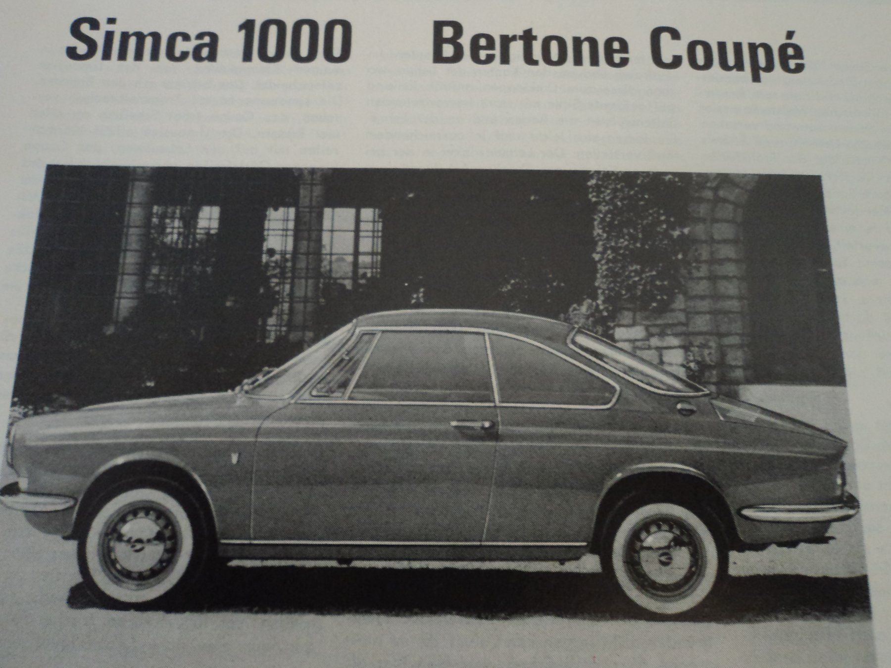 Simca Documenti: Prospekt Testbericht Simca 1000 Bertone Coupè 1965 – Usato da Schwarzenburg venduto da modelCARama 4
