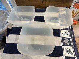 3 grosse weisse Plastikschüsseln