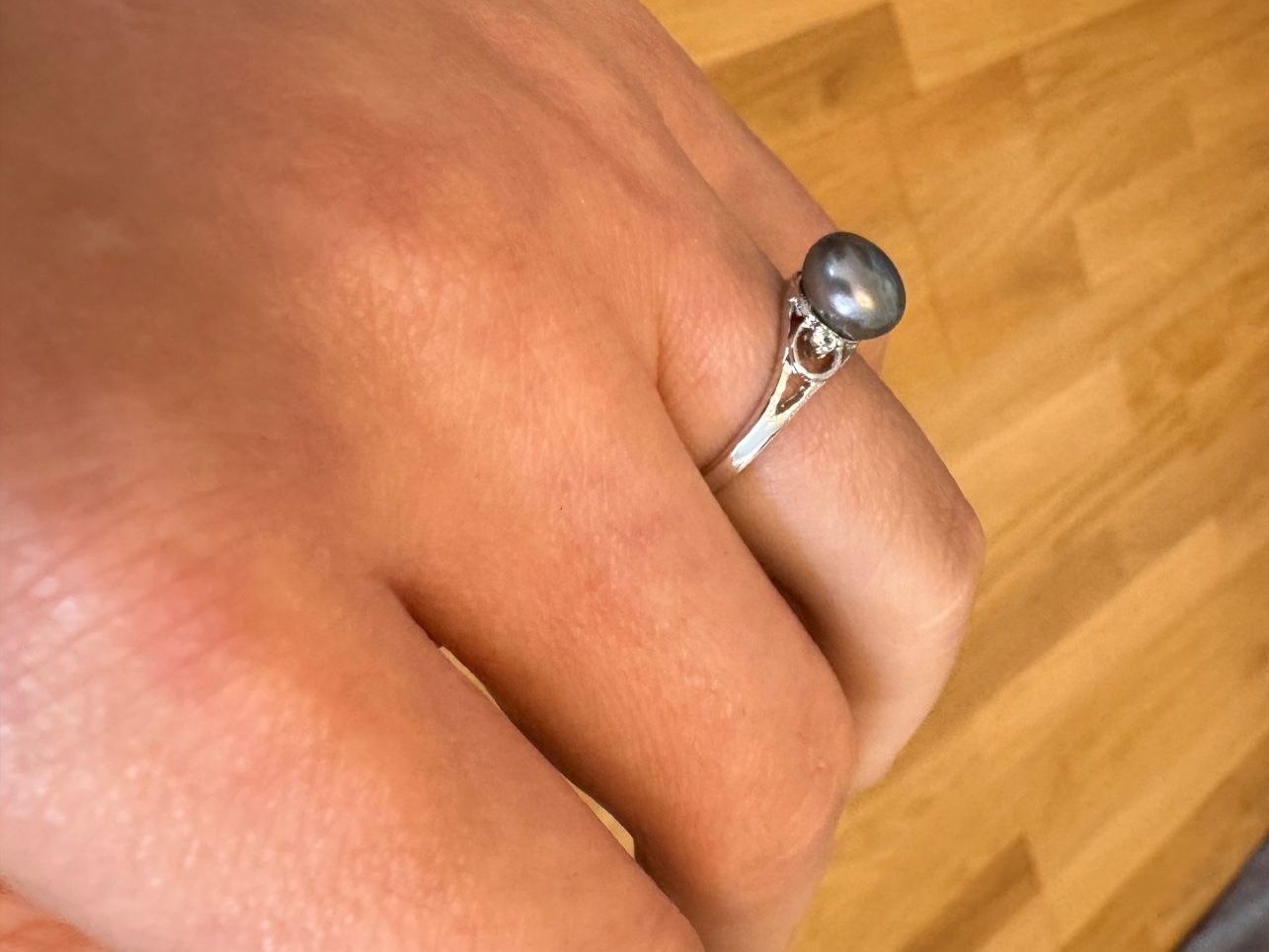 Ringe: Eleganter 925 Silberring mit edler dunkler EchtPerle Gr.58 – Gebraucht aus Zürich von hanna1990 4
