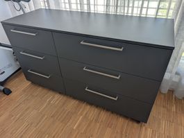 Modernes Sideboard dunkelgrau mit grossen Schubladen