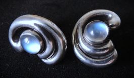 Silber 800 Mondstein Ohrclips