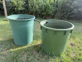 Regentonnen, Fass, Regen 2 Stk. Gruen 310L und ca. 290L