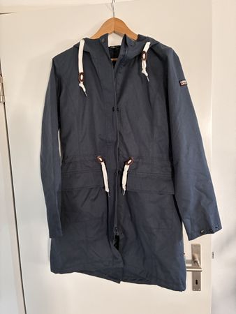 Regenmantel Rukka dunkelblau mit Kapuze Grösse 38