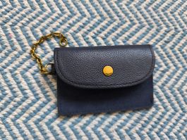 Fossil Blue Leather Coin Purse card holder with Chain