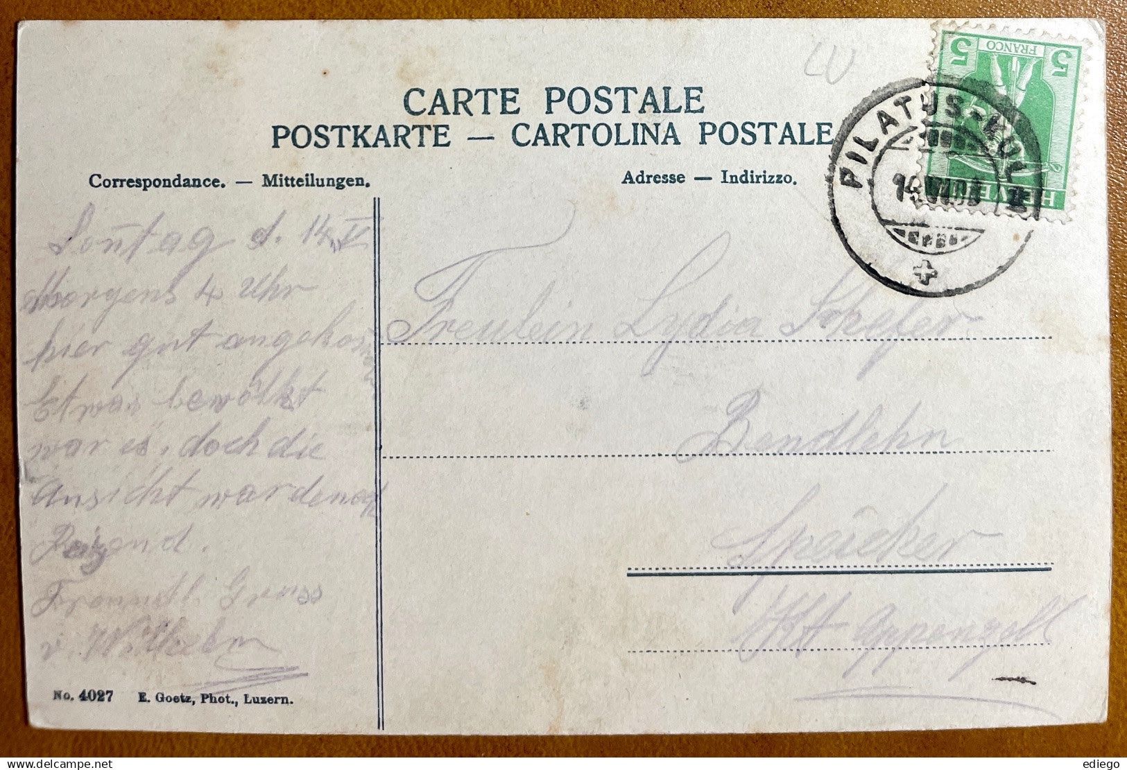 Cartoline postali: Pilatus - Kulm 1908 – Usato da Lutry venduto da Ediego 1