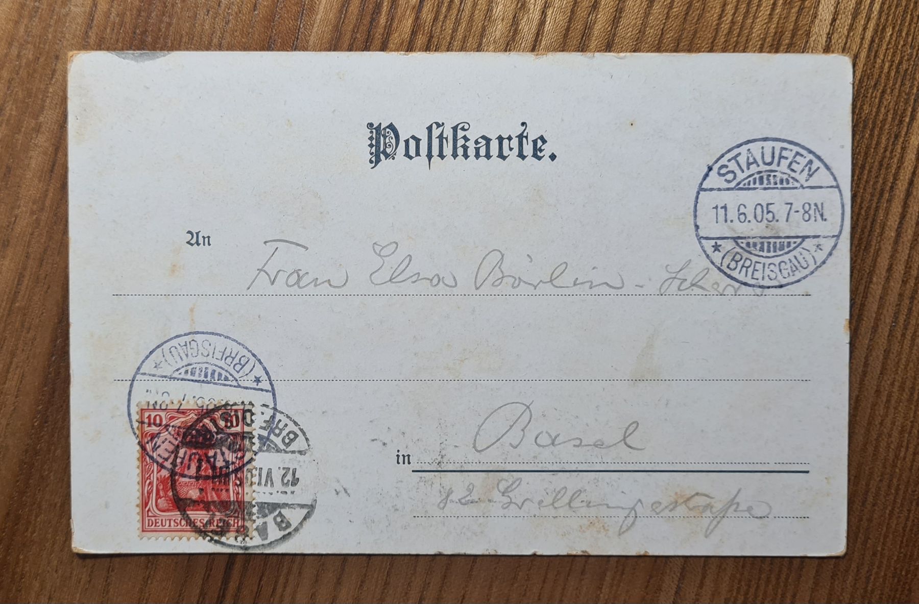 Cartoline postali: Gruss aus Staufen i. B. 1905 – Usato da Ebikon venduto da Donar50 1