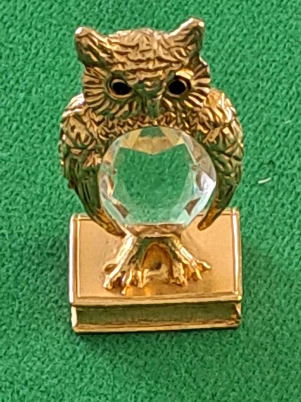Figuren: Eule Messing mit geschliffenem Kristallglas 7x3cm – Neu (gemäss Beschreibung) aus Spiez von Pistach99
