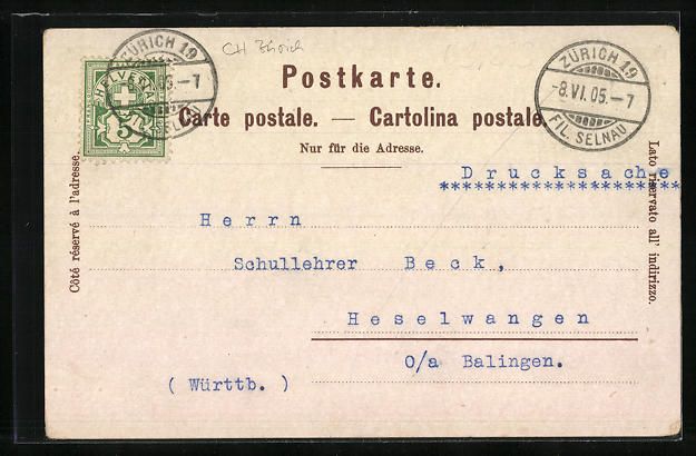 Cartes postales: Lithographie Zürich, Theater mit Post – D'occasion à Berlin par bartko-reher 1