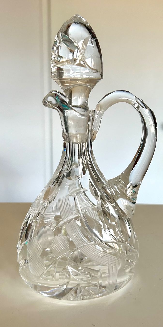Caraffe: Kristall Henkel Karaffe mit Schliff – Nuovo (secondo la descrizione) da Männedorf venduto da Alderamin1