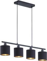 Pendelleuchte Deckenlampe Metall Schwarz Matt Stoffschirm