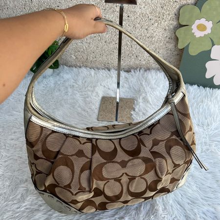 Handtasche Coach Canvas Monogramm Beige Gold 43x32cm