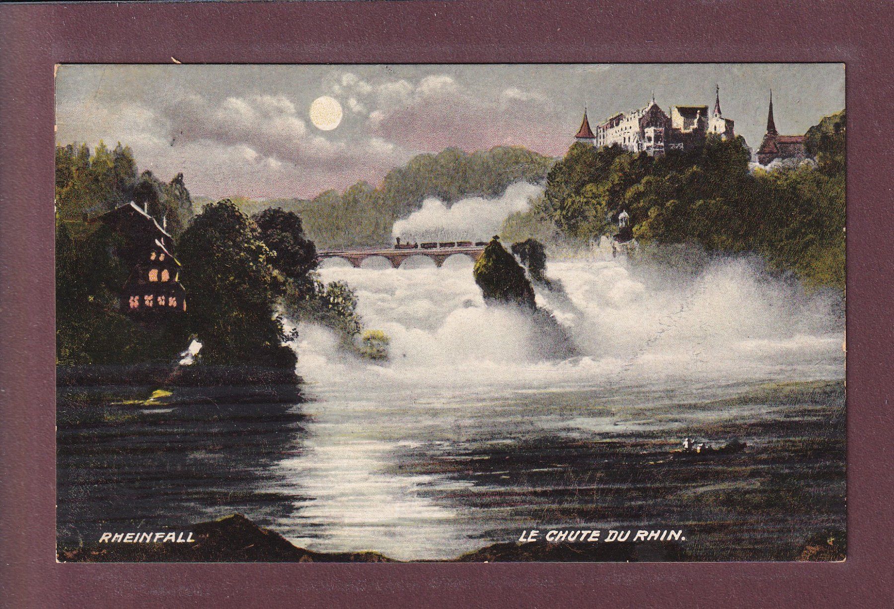Ansichtskarten: RHEINFALL - Mondschein – Gebraucht aus Pully von nicecards
