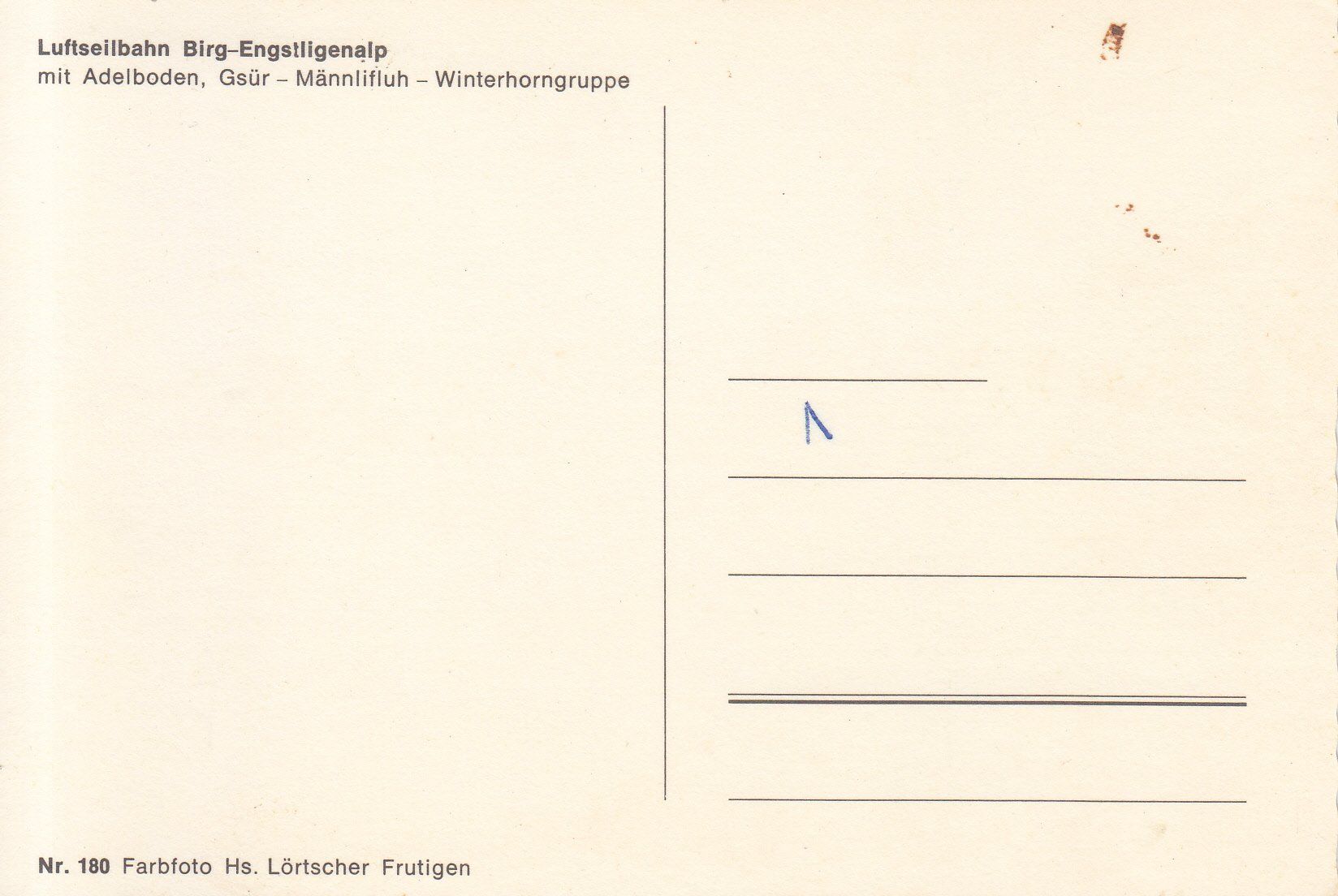 Ansichtskarten: Birg-Engstligenalp ca. 1960 – Gebraucht aus Bürglen TG von StampGraf 1