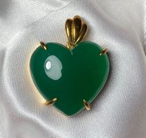 Grüner Achat Anhänger 💚💎✨Silber 925 vergoldet P8