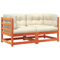 Garten-Ecksofas mit Kissen 2 Stk. Wachsbraun Massivholz Kief