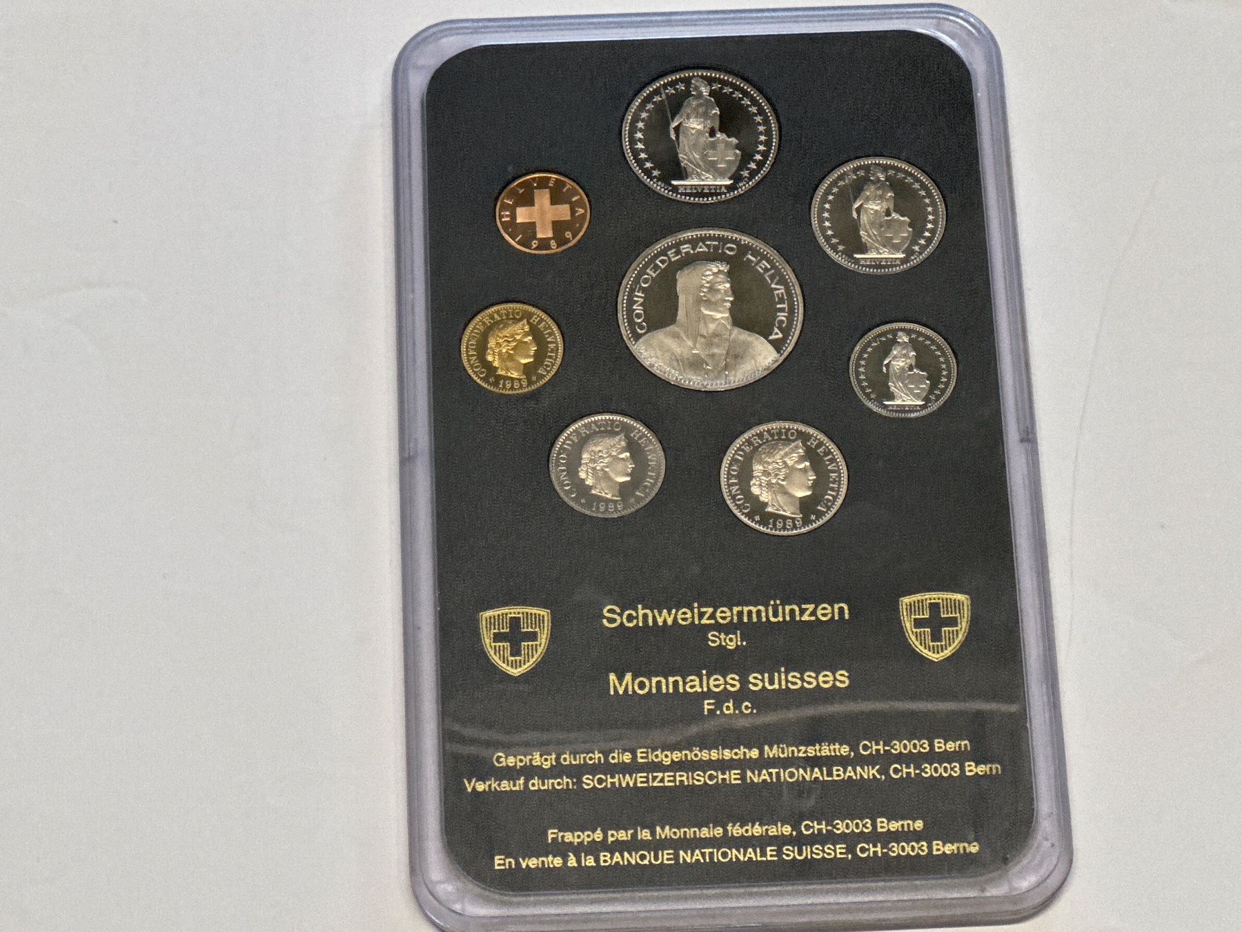 Tutti le monete: Schweizer Münzsatz Stgl. 1989 – Nuovo e nell'imballaggio originale da Herisau venduto da herau
