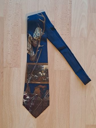 Seidenkrawatte RENATO BALESTRA - Blau mit Jagdszenen